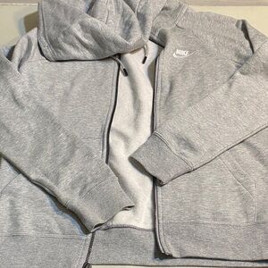 Nike Women's Light Gray Full-Zip Hoodie Sweater